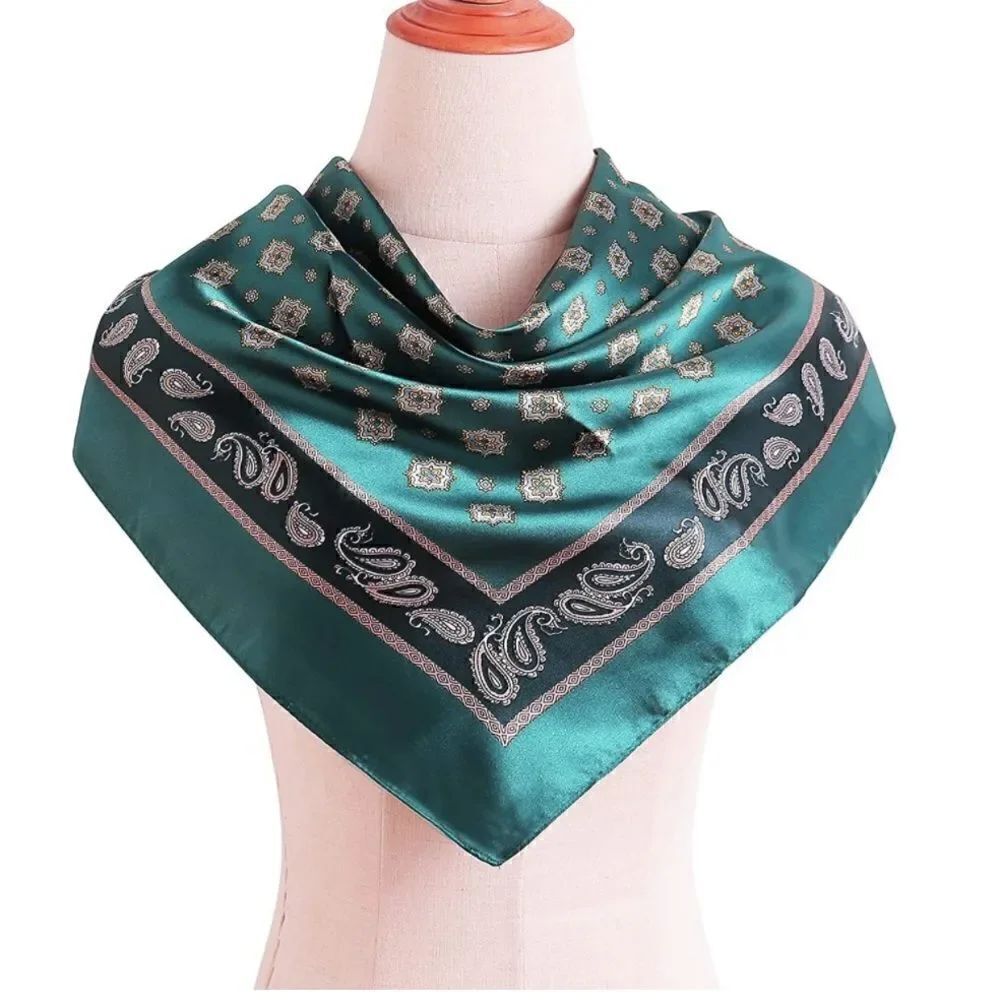 Green paisley Silky Scarf